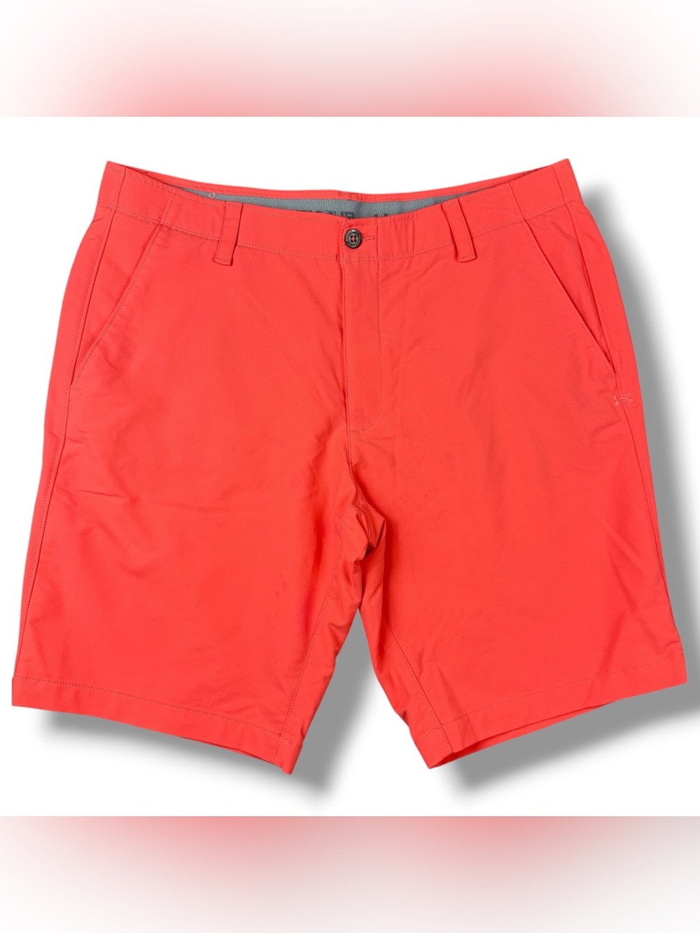 Under Armour Golf Shorts Mens 38 HeatGear Flat Front Orange Athletic Casual